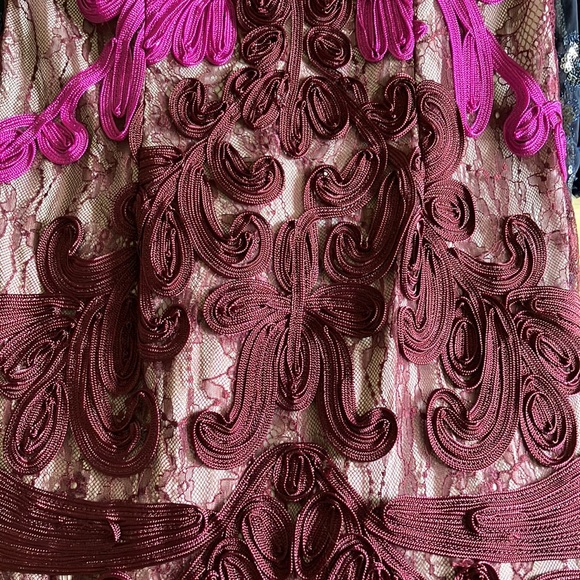 J.S. Collections Soutache embroidered overlay midi dress in Magenta/Cabernet - Picture 6 of 8